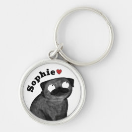 Llavero personalizado de Pug con nombre, regalo de