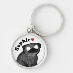 Llavero personalizado de Pug con nombre, regalo de