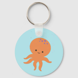 Llavero Personalizado de pulpo lindo Pastel Azul