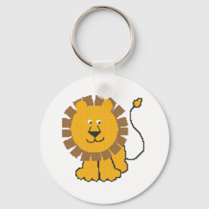 Llavero Personalizado de puntos cruzados divertidos Lion