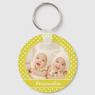 Llavero Personalizado de puntos de polka amarillo brillant
