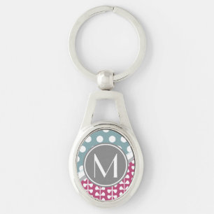Llavero Personalizado de puntos rosados de cadena ovalada