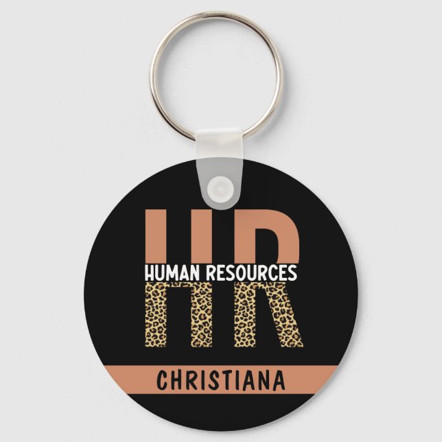 Llavero Personalizado de Recursos Humanos Leopard Imprimir (Anverso)