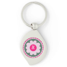 Llavero personalizado de remolino floral rosa