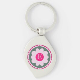 Llavero personalizado de remolino floral rosa