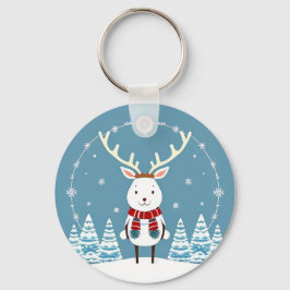 Llavero Personalizado de reno festivo con bufanda