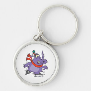 Llavero personalizado de rinoceronte de patinaje sobre hie