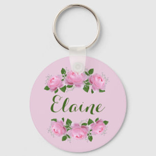 Llavero Personalizado de Rosas Rosadas