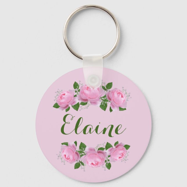 Llavero Personalizado de Rosas Rosadas (Anverso)