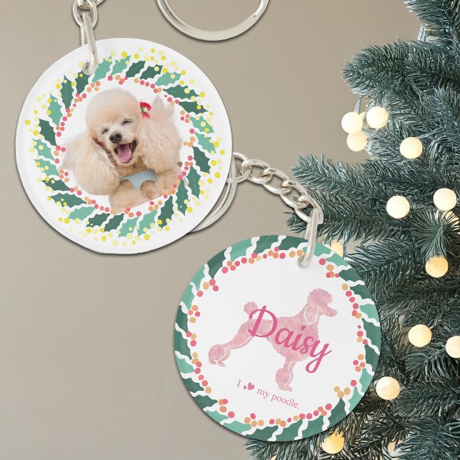 Llavero Personalizado de silueta de caniche rosa y adorno  (Subido por el creador)