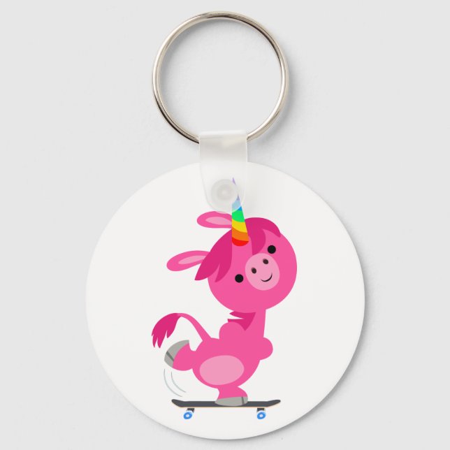 Llavero Personalizado de Skateboarding de Cute Unicorn (Anverso)