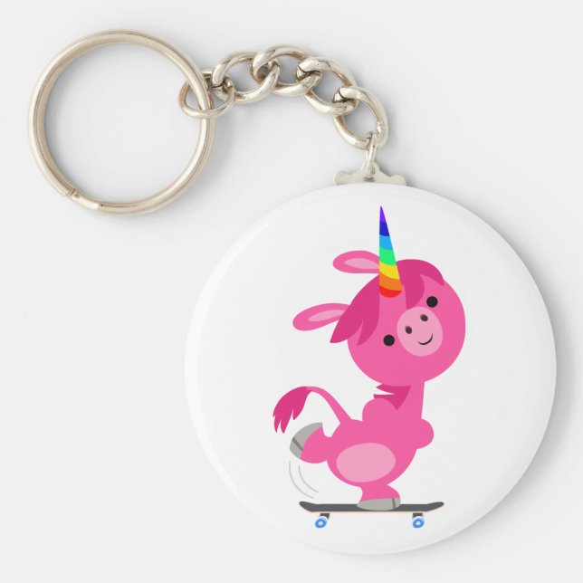 Llavero Personalizado de Skateboarding de Cute Unicorn (Frente)