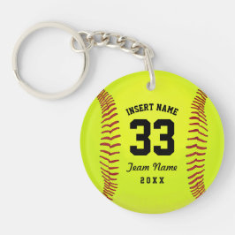 Llavero Personalizado de texto negro del equipo de Softbol