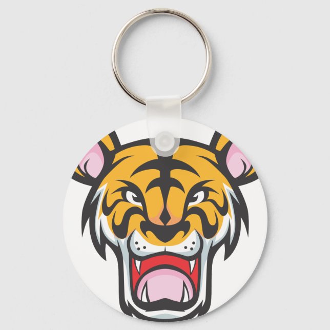 Llavero Personalizado de tigres enojado personalizado (Anverso)