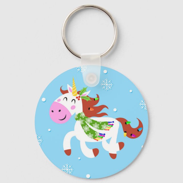 Llavero Personalizado de Unicorn navidades (Anverso)