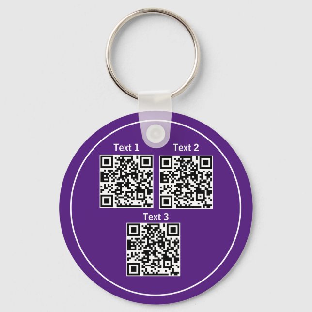 Llavero Personalizado de varios códigos Qr negro minimalis (Anverso)