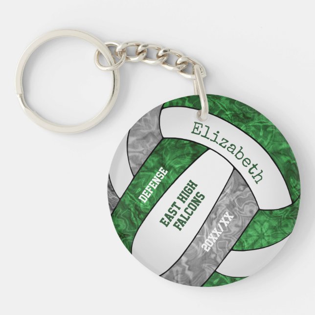 Llavero personalizado de voleibol gris verde (Frente)