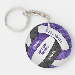 Llavero personalizado de voleibol negro violeta