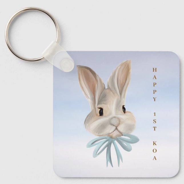 Llavero personalizado del conejo de Pascua (Anverso)
