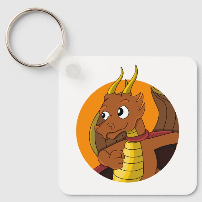 Llavero personalizado del dragón naranja (Anverso)