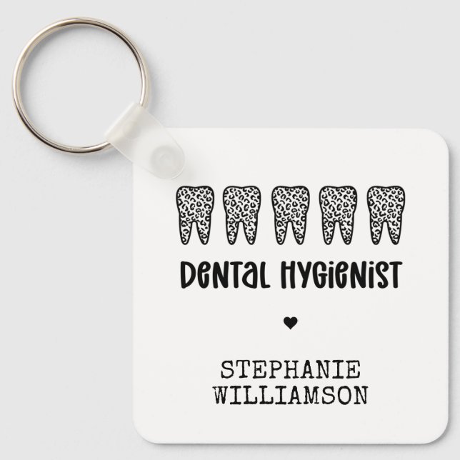 Llavero Personalizado Dental Hygienist Leoparst Print Teet (Anverso)