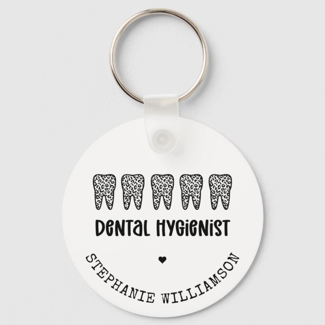 Llavero Personalizado Dental Hygienist Leoparst Print Teet (Anverso)