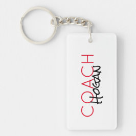 Llavero Personalizado deportivo COACH NOMBRE rojo negro Co