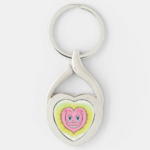 Llavero Personalizado dibujado mano sonriente lindo rosa c