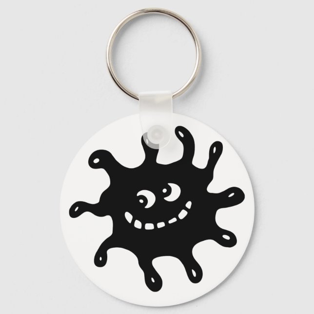 Llavero Personalizado divertida sonriendo germen blanco y  (Anverso)