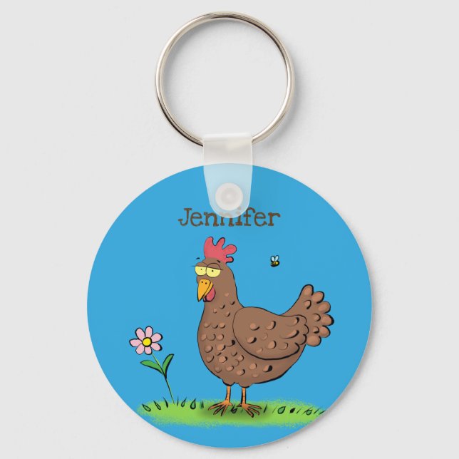 Llavero Personalizado divertido de pollo rústico y caprich (Anverso)