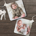 Llavero Personalizado Doble cara Bebé Dos Foto<br><div class="desc">Diseñar un keepsake personalizado con esta cadena de fotos de doble cara de personalizado, perfecta para capturar esos preciados momentos de recién nacidos o bebés. Añade dos fotos diferentes (una en la parte delantera y otra en la parte trasera) para mostrar los recuerdos de nacimiento o cualquier momento especial que...</div>