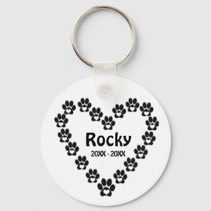 Llavero Personalizado Dog Memorial Simple Heart Paws