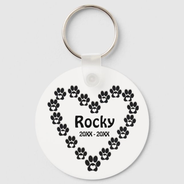 Llavero Personalizado Dog Memorial Simple Heart Paws (Anverso)