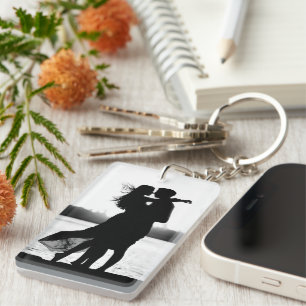 Llavero Personalizado Dos fotos lo hacen negro y blanco
