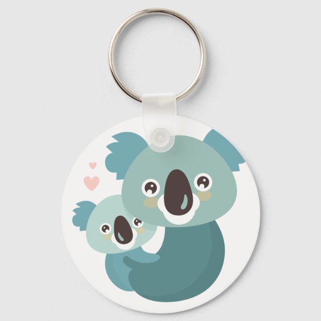 Llavero Personalizado dulce koala madre y abrazo de bebés (Anverso)