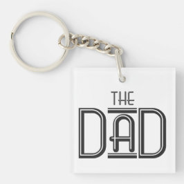 Llavero Personalizado EL Papá Texto Simple Blanco y Negro 