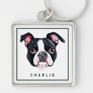 Llavero Personalizado el Papel Terrier del Dapper Boston
