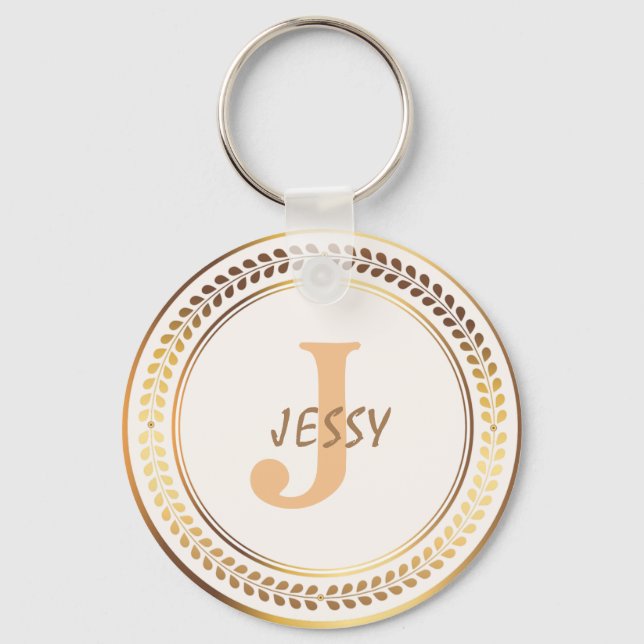 LLAVERO PERSONALIZADO ELEGANT GOLD MONOGRAM KEYCHAIN (Anverso)