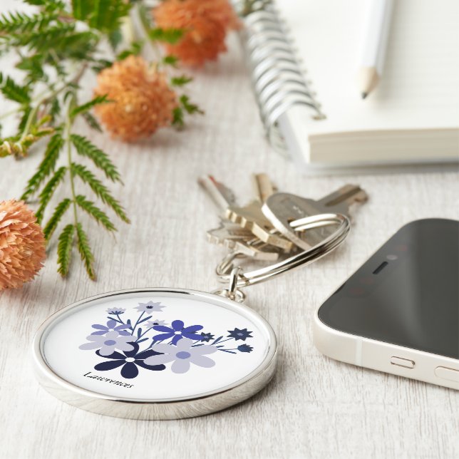 Llavero Personalizado elegante azul violeta (Lado)