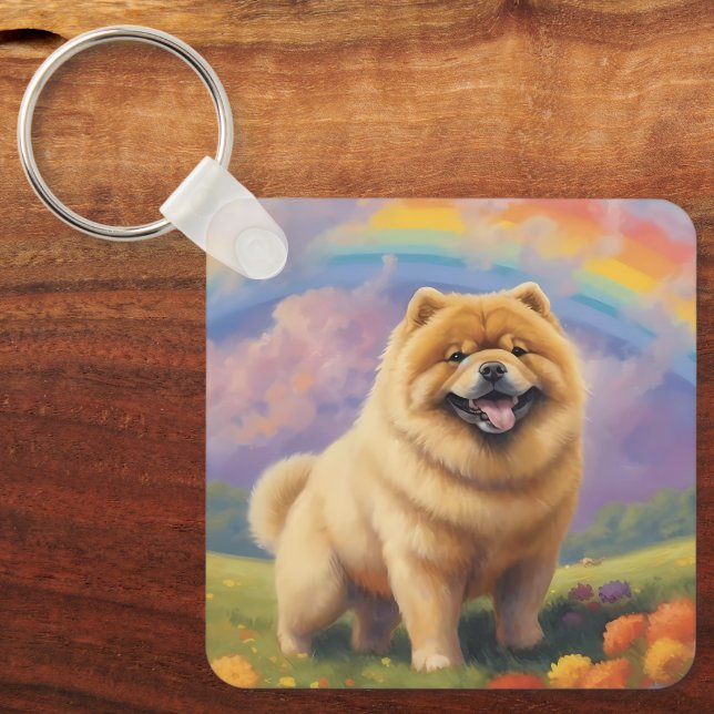 Llavero Personalizado en memoria de Chow Chow Nombre perro (Anverso)