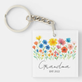 Llavero Personalizado Est. Año - Flor silvestre de la abue