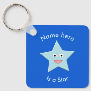 Llavero Personalizado estrella de la celebración azul bril