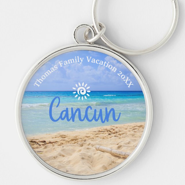Llavero Personalizado Familia Cancun Beach Vacation (Frente)