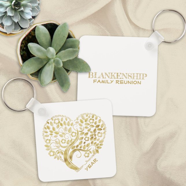 Llavero Personalizado Familia Reunión Árbol de Corazón Oro (Subido por el creador)