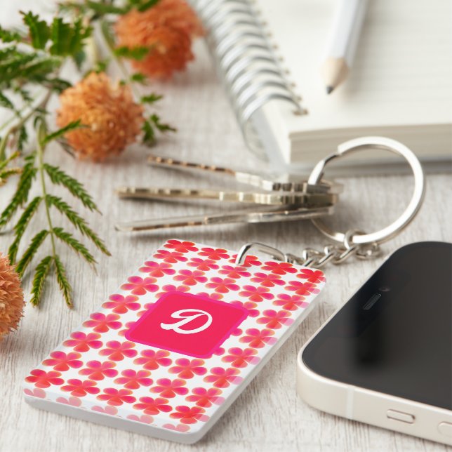 Llavero personalizado floral lindo botánico monograma inic (Frente Derecha)