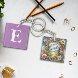 Llavero Personalizado floral Monograma cristiano Inspirado