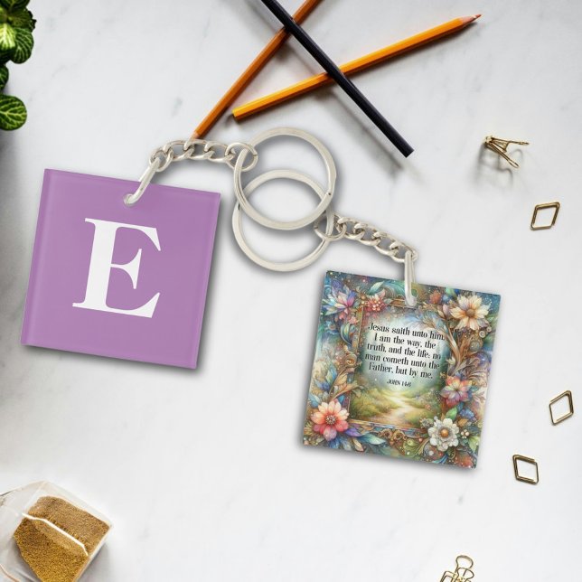 Llavero Personalizado floral Monograma cristiano Inspirado (Subido por el creador)