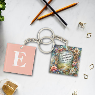 Llavero Personalizado floral Monograma cristiano Inspirado