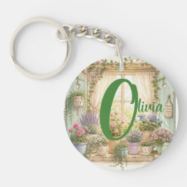 llavero personalizado, flores pastel