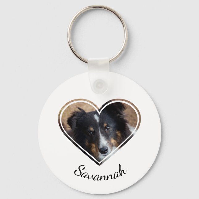 Llavero Personalizado Forma De Corazón Foto Mascota Con No (Anverso)
